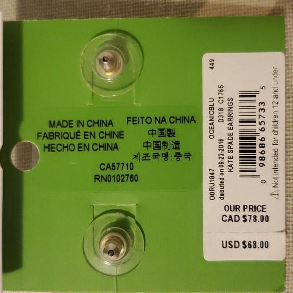 Kate♠️Spade Gum Drop Navy Earrings - Picture 3 of 6